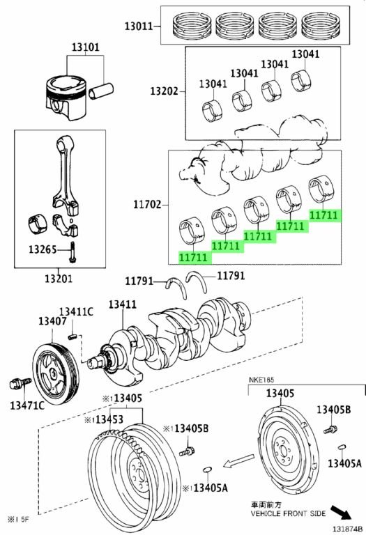 Вкладыши коренные STD 1NZ-2NZ штучный TOYOTA STD 1NZ-FE 2NZ-FE