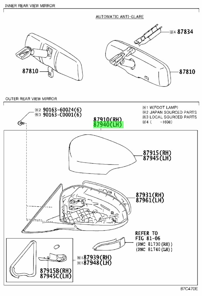 Боковинка зеркало (левая сторона) Европа TOYOTA CAMRY 50 EUROPE
