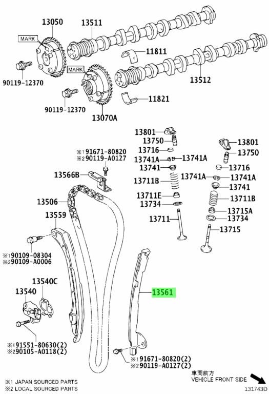 Успокоитель цепи грм TOYOTA 1ARFE/2ARFE