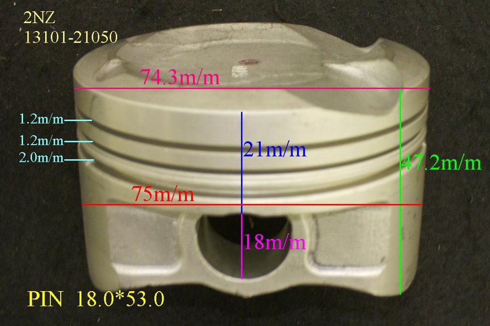 Поршень STD 2NZFE 75,00 — 1,2X1,2X2,0 TOYOTA 2NZFE STD