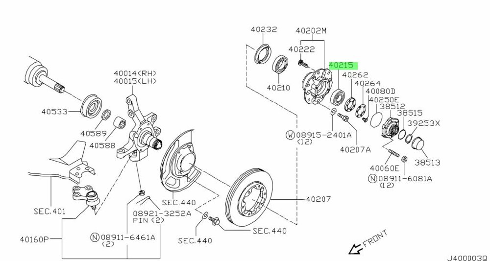 Подшипник перед ступицы наружний nissan terrano/pa NISSAN Pathfinder II (R50)Terrano (WD21)Terrano II (R20) 87-2004