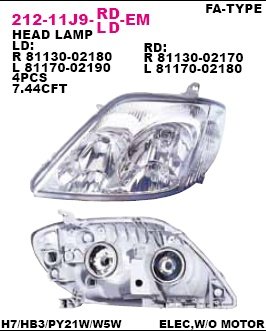 Фара FRONT (левая сторона) TOYOTA COROLLA E120 европа